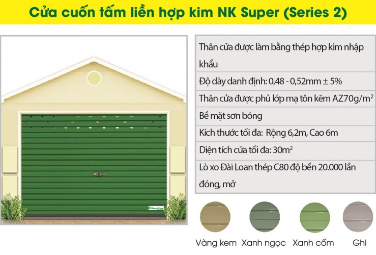 Cửa cuốn tấm liền hợp kim Super (Series 1)